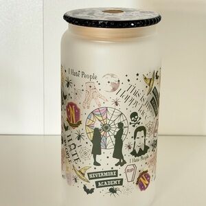 Goth Girl 16oz Frosted Glass Tumbler with Matching Lid